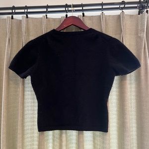 Womens Black 100% Cashmere crop t-shirt
